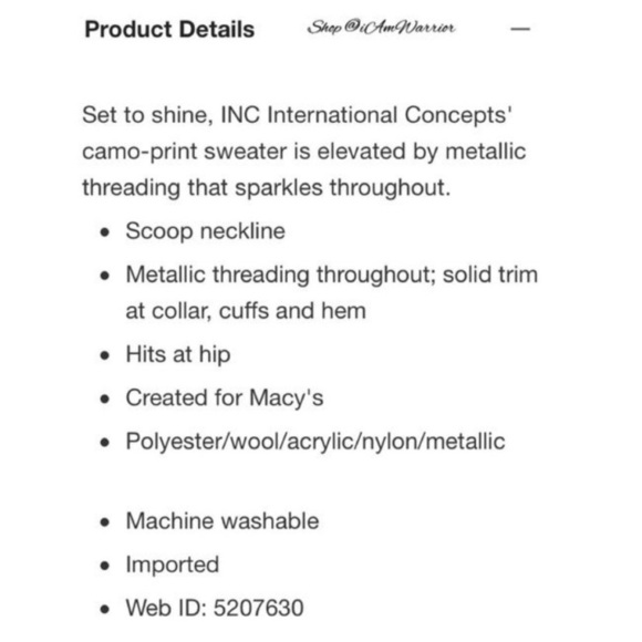 International Concepts NWT camo metallic crewneck sweater *shop@iamwarrior - Picture 10 of 11